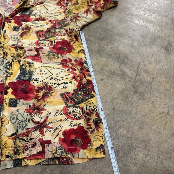 Vintage retro y2k Jack Mulqueen 100% silk floral Hawaiian  printed button down - Picture 4 of 4